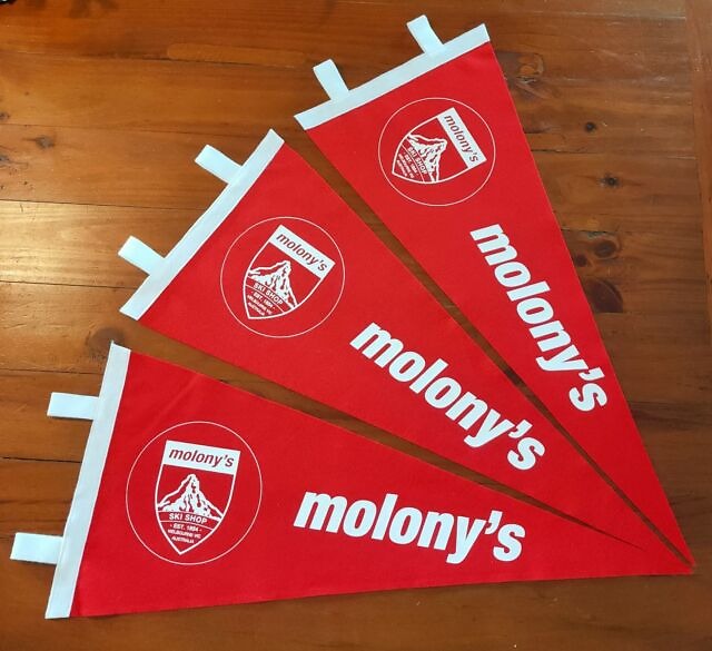 Molony's Ski Shop contacted us for some custom pennants. It was great working with you guys, we hope you love your red pennants (as well as your blue ones!) ❤️🏂⛷️❄️ We hope to visit one day! 
@molonys_ski_shop 
.
#feltpennants #smallbusinesslove #skidaysarethebestdays #molonysskishop #businessbranding #marketingideas #thinkdifferent